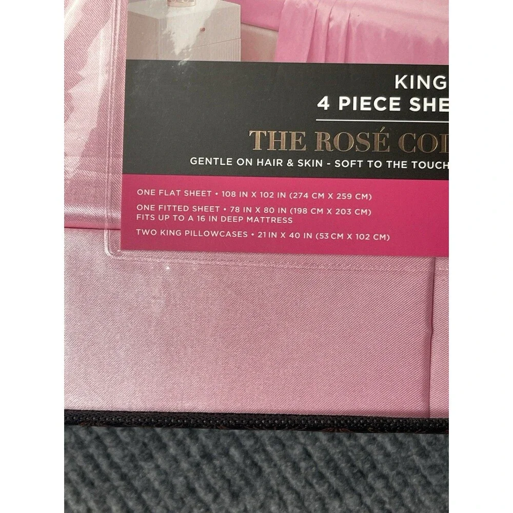 Juicy Couture The Rose Collection KING 4 Piece Satin Sheet Set Soft NEW